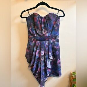 Guess Midnight Floral Strapless Cocktail Dress